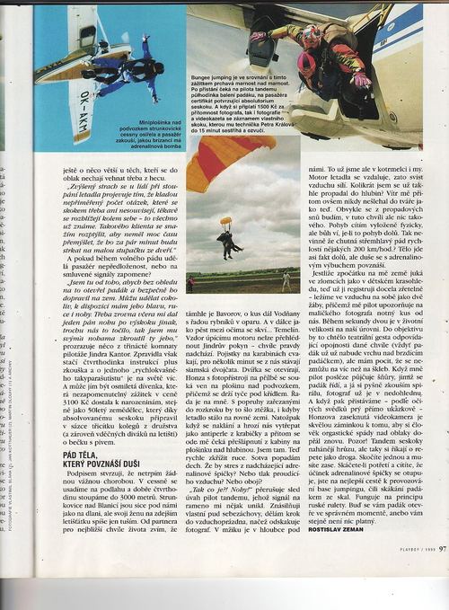 Článek o tandemových seskocích v časopise PlayBoy, rok 1999 — druhá strana